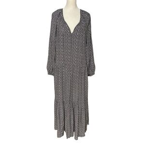 My Danielle Maxi Tiered Peasant Dress Size M/L Black White balloon sleeve hippie